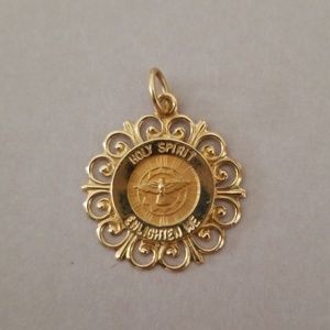 14kt Gold Charm/Pendant "Holy Spirit Enlighten Me"